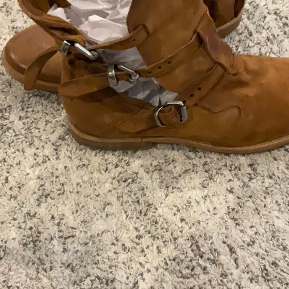 A.S. 98 open sided boots Tan leather/ straps Sz 41 - Picture 3 of 3